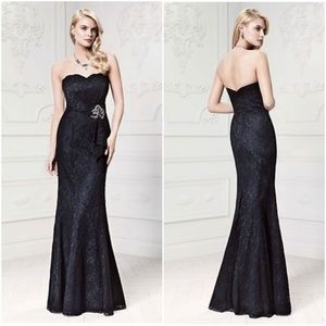 TRULY ZAC POSEN Long Lace Fit and Flare Dress